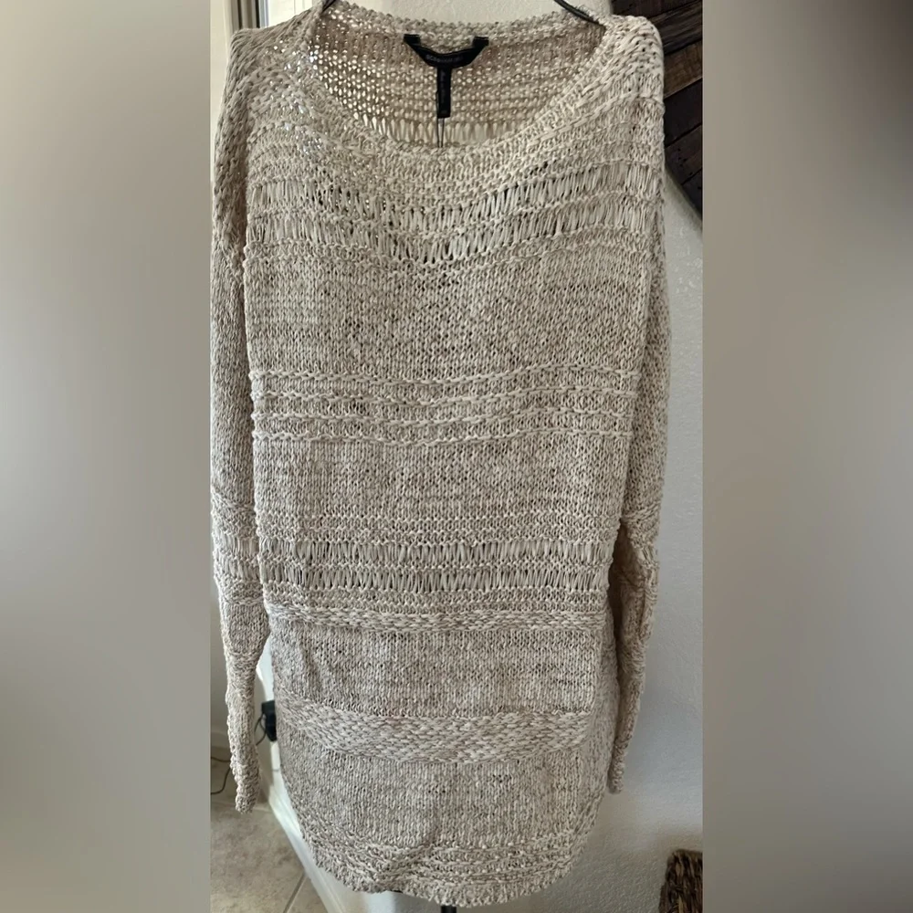BCBGMAXAZRIA Women's Relax Mixed Stitch Sweater In Plaster Combo Size XS $178 - Picture 1 of 8